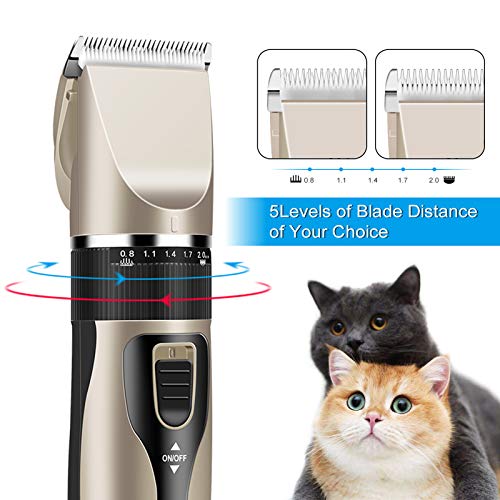 GENERA Dog Clipper, Low Noise Cordless Pet Clippers of 4 Comb Guides