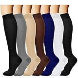 BLUEMAPLE Compression Socks for Women and Men, Best For Running, Athletic Sports, Crossfit, Flight Travel, Suits Nurses, Maternity Pregnancy, Shin Splints, Below Knee High, Assorted 1-S, 6 Pairs