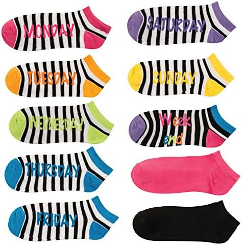 Saturday Socks Women's Socks No Show 10 Pack (Days of the Week, 9-11)