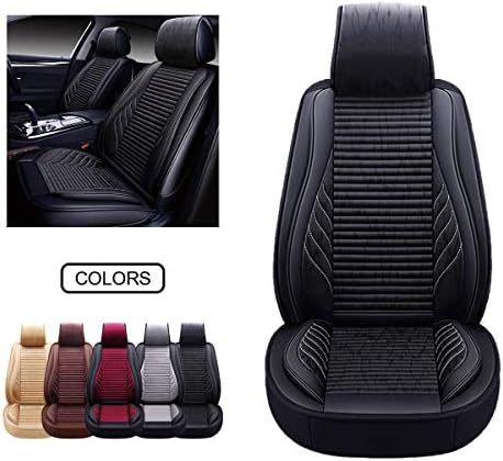 Oasis Auto レザーファブリック スーパーsale セール期間限定 カーシートカバー フェイクレザー製 自動車クッションカバー 車 Suv ピックアップトラック フロントペア ユニバーサルフィットセット 自動車インテリアアクセサリー Os 005 ブラック