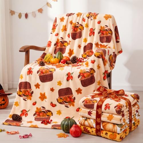 Buryeah 4 Pcs 50x60 Inch Fall Throw Blanket Pumpkin Maple Autumn for Couch at Amazon