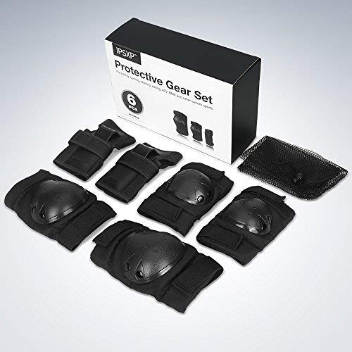 IPSXP Knee Pads Set, Protective Gear for Kid Children Teenager Adult with Knee Elbow Wrist Pads for Rollerblading, Skating, Skateboard, Scooter, Biking, Cycling (45-57.5 kg)