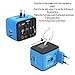 Travel Adapter, Universal International World Travel Power Adapter Dual USB 2.4A Plug Charger Adapter All in One for EU, UK, US, AU, Italy and other 150 countries (Blue 2usb)