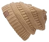 Thick Slouchy Knit Oversized Beanie Cap Hat - Camel