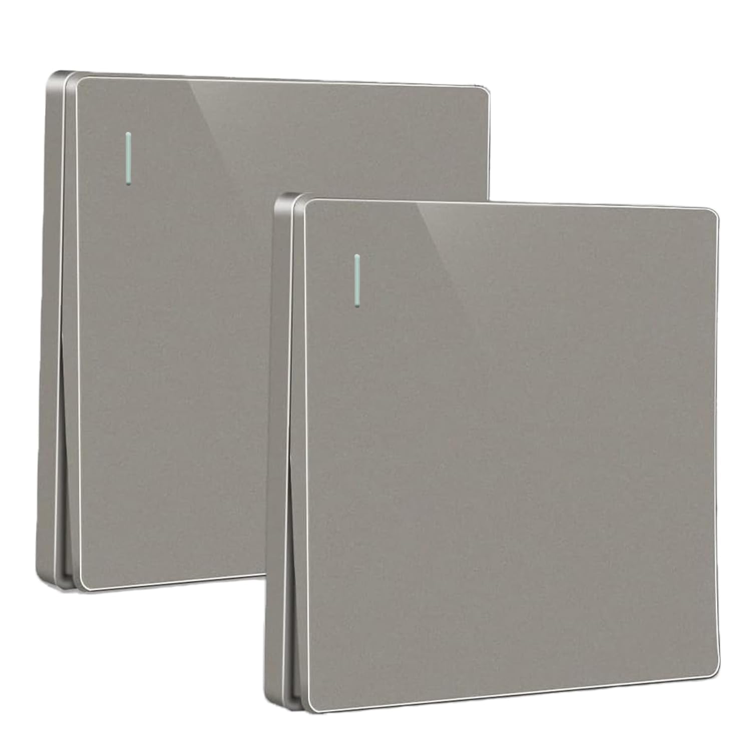 ZFQ 2 Pack Rocker Button Switch Grey Wall Panel Electrical Single Light Switch, 1 Gang 2 Way, 10A 250V