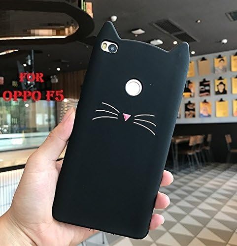 CoversKART [3D Cartoon Series] (Black) 3D Cute Cat Beard Silicone Case Cover Lovely Mobile Shell for Oppo F5
