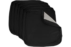 Focuprodu Set of 6 Replacement Outdoor Cushion Covers,Patio Cushion Covers,Waterproof Outdoor Cushion Slipcovers with Non-Slip Bottom for Indoor/Outdoor Furniture (Elegant Black, 24x24x4 (6 pc))