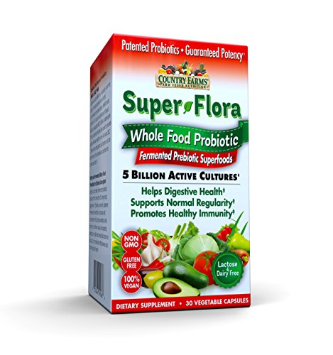 Country Farms Super Flora Whole Food Probiotic, 30 Vegetable Capsules (Pack of 2)