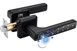LKUWEE 5-in-1 Smart Lock: Fingerprint, Keypad, Door Card, Bluetooth App & Key Entry, Keyless Entry Door Knob with Reversible 