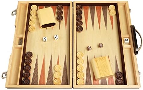 15-inch Wood Backgammon Set - Zebra Wood - Board Games