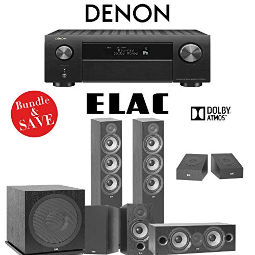 Elac F6.2 Debut 2.0 5.1.2-Ch Dolby Atmos Home Theater System with Denon AVR-X4500H 9.2-Channel 4K Network AV Receiver
