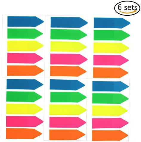 SQingYu 6 Sets Colored Index Tabs Flags Sticky Notes for Page Marker, 600 Pieces Arrow