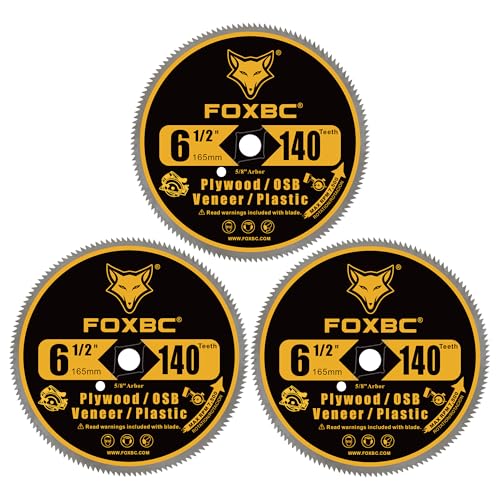 FOXBC 6-1/2 Inch 140 Tooth Circular Saw Blade for Plywood, OSB, Plastic, Veneer Wood Cutting with 5/8-Inch Diamond Arbor