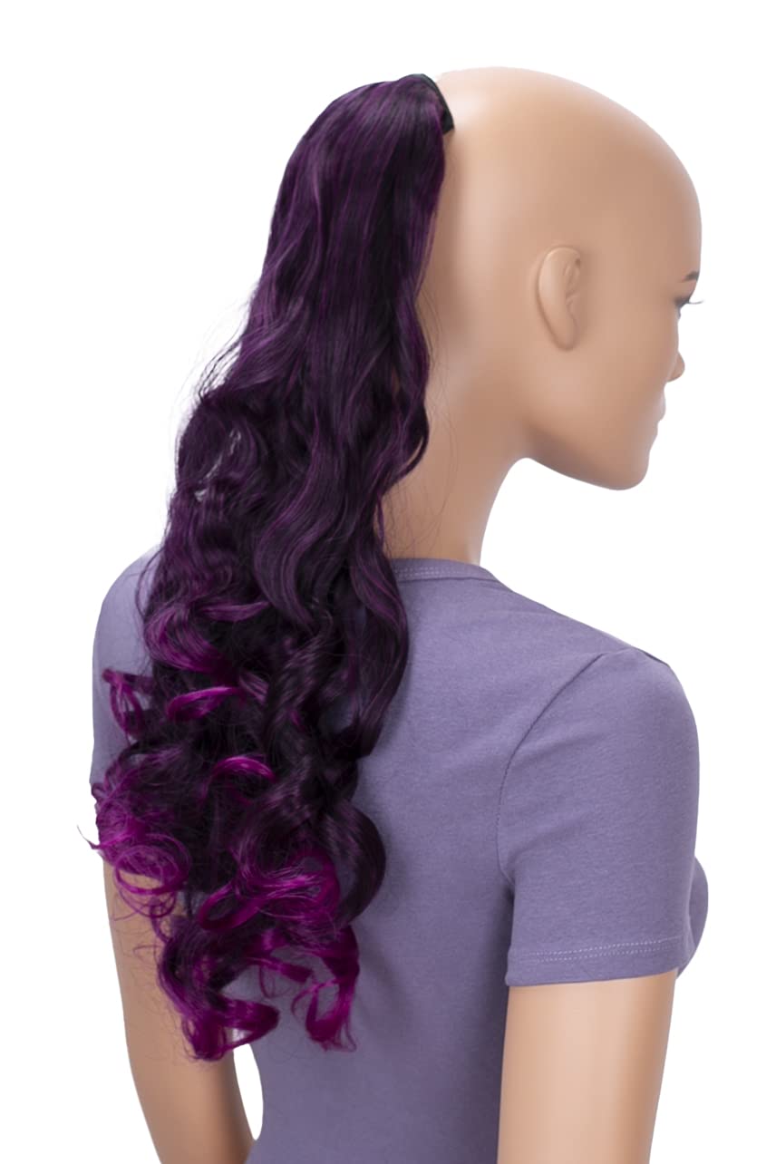 CAISHA 20" Hairpiece Clip On Ponytail Extension Wavy Black Purple Mix HCB4-1 โ image 1