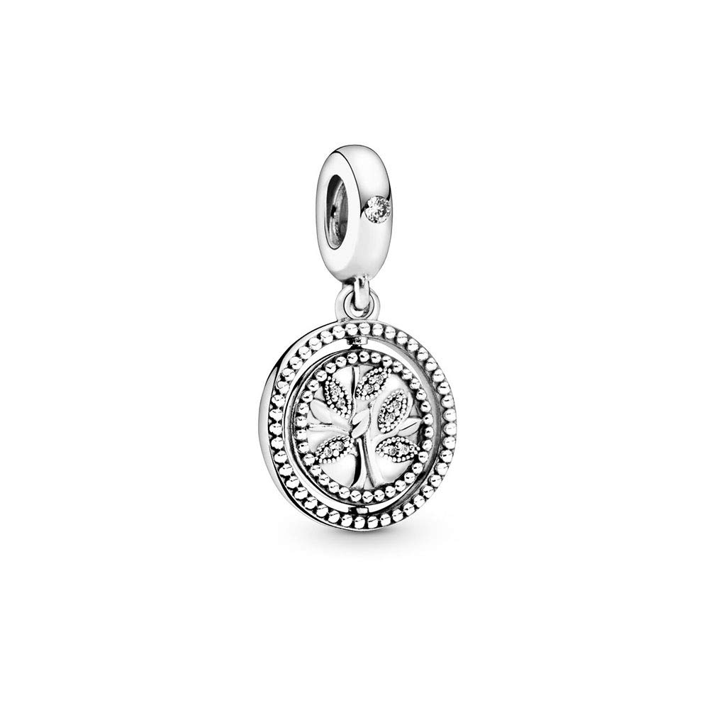 FGT Family Tree Charm for Bracelets Necklaces Pendants Cicle of Love Sterling Silver Dangle Pendant Gift for Mother Mum Girls Auntie Women Family Sisters Granny Birthday Mothers Day