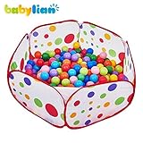 Babylian Playpen Ball Pit with Red Zippered Storage Bag for Kids,Pets 39.4-inch by 19.7-Inch (Balls not Included)