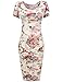 Hotouch Womens Elegant Flower Print Wear to Work Business Pencil Dress Beige M