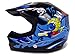 TMS Youth Kids Black/Blue Punk Dirt Bike ATV Motocross Off-Road Helmet DOT (Large)