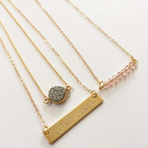 Handstamped GPS Coordinates Necklace Handmade