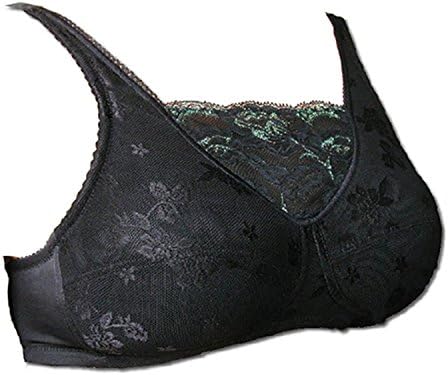 Coumll Lace Bra Comfortable Pocket Bra For Silicone Breast Forms Artificial Breast Cover Brassiere Underwear Black 36D
