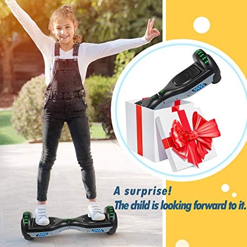 SISGAD Hoverboard, Gyropode électrique 6,5 Pouces Hoverboard Hover Scooter Board avec Musique Bluetooth, lumières LED et Moteur Puissant pour Enfants et Adolescents