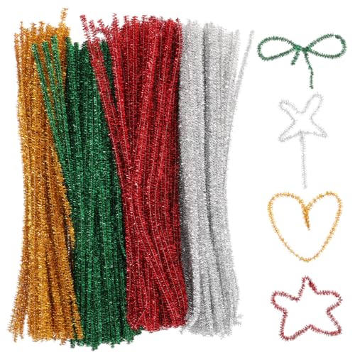 NUOBESTY 400pcs Colored Glitter Chenille Stems for Crafts Christmas Decorations and Boys and Girls Arts Safe and Educational Craft Supplies
