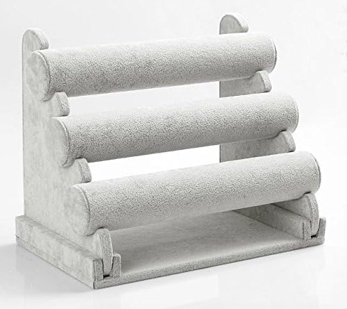 Sinoba Bracelet Stand Jewellery Stand 3 Tier Grey Velvet Look - Image 4