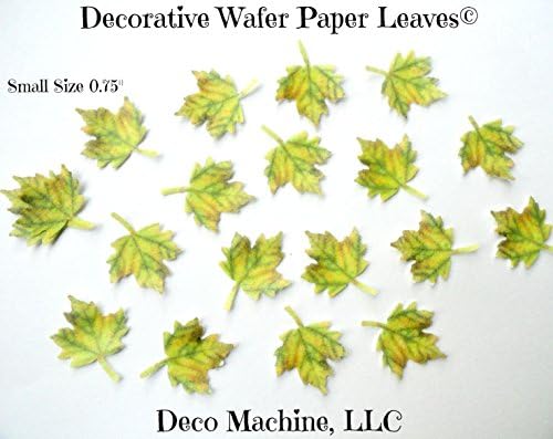 32 Yellow Green Fall Maple Leaf Decorative Wafer Paper Leaves© Very Small 0.75" Size Cake Decorations Cupcake Toppers