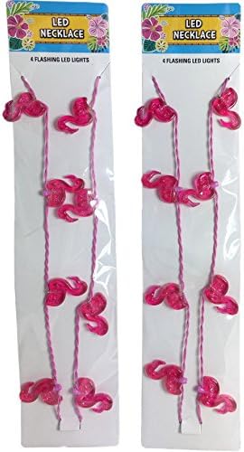 Luau Flashing LED Necklaces (Pack of 2) (Flamingo)