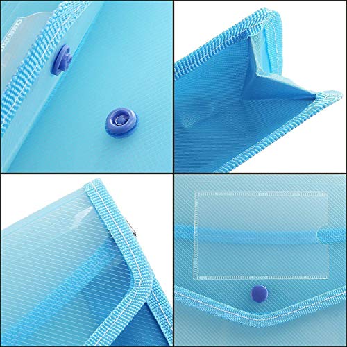 6 Pack Plastic File Wallet with Closure, CBTONE Large Plastic Document Folders Poly Expandable Envelopes Plastic File Folder with Business Card Holder for School Office Home