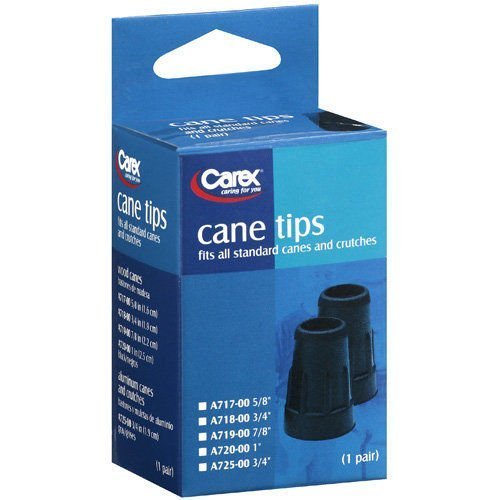 1pr Universal Cane Tips Crutches Standard All Sizes Carex A71 A72 Metal Wood (7/8" A719-00 Black)