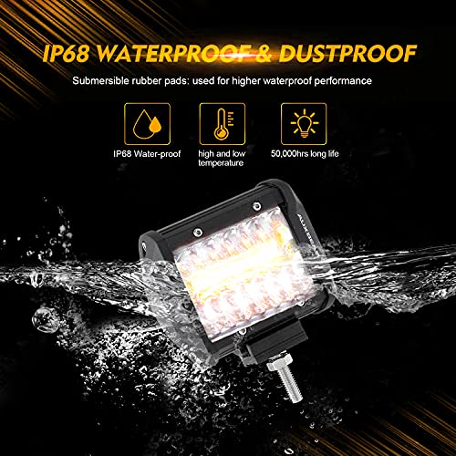 Auxbeam 4 Inch Strobe LED Light Pod, 6 Lighting Modes Amber White Fog