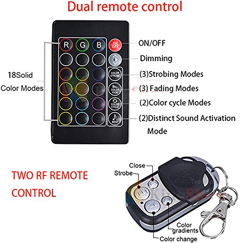 NBWDY Universal 18 Kinds of Color Dual IR/RF Wireless Remote Control Led RGB Controller for Motorcycle bike led accent strip light kit - Thumbnail 4