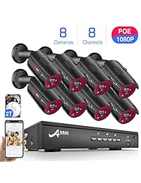 [8 Channel] PoE Security Camera System 1080P, ANRAN 8 Channel Home Security Camera System with 2TB HDD, 8pcs Outdoor Indoor 1080P Security Camera,100ft Night Vision,Easy Remote View,P2P 7 24 Recording
