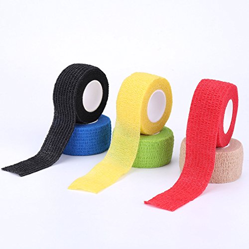 Self-Adhesive Cohesive Wrap Bandage Flexible Stretch Tape Athletic Strong Elastic First Aid Tape for Wrist, Ankle Sprains, Swelling 6 Packs, 1Inch X 5Yards