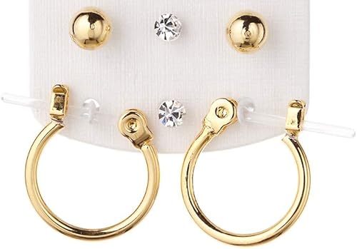 Amazon アクセサリーショップピエナ スタッドピアス 6点セット 樹脂ポスト ノンアレルギー レディース サークル フープ リング ゴールド ピアス 通販