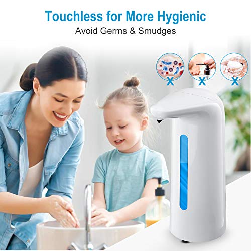 Automatic Soap Dispenser, Touchless Hand Soap Dispenser, Countertop/Wall Mounted Soap Dispenser[17oz / 500ml, Battery Operated] with Infrared Motion Sensor Waterproof Base for Office, Station etc.