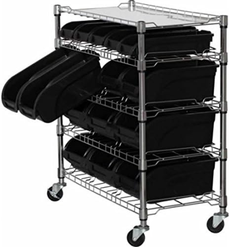 Edsal 15 Heavy Duty Black Plastic Bins 5-Shelf Mobile Shelving Unit