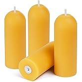 AGLARY Small Pillar Candles 4-Pack - 10-Hour Long Burning 100% Natural Beeswax Candles, Perfect for Everyday Use, Home & Travel, Power Outages，Classic Pillar Style (3.5"x1.3")