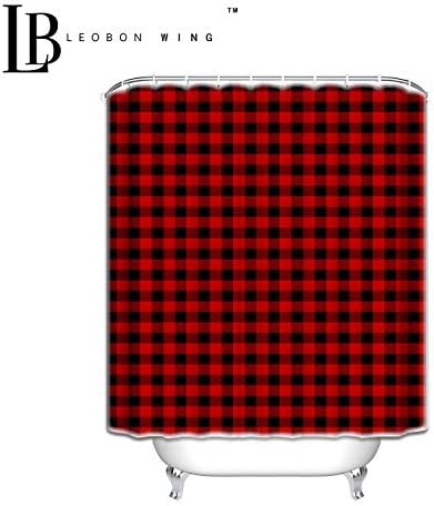 Personalized Shower Curtains Rustic Red Black Buffalo Check Plaid Pattern Shower Curtain 72 W x 72 L by Ocean color