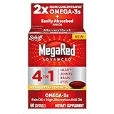 MegaRed Advanced 4 in 1 900 mg Fish Oil+High Absorption Krill Oil with 700 mg Omega-3 Fatty Acids and 600 mg of DHA & EPA, 40 Count