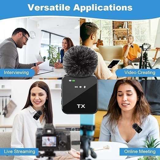 2025 Professional Studio Sound 3 in 1 Microphone for iPhone/Android/Camera, Wireless Lavalier Microphone, Mini Microphone for Record Interview, Vlogs, YouTube, Tiktok