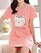 Vopmocld Big Girls' Cute Happy Cat Sleepwear Short Sleeve Summer Soft Nightgown, Pink, 14