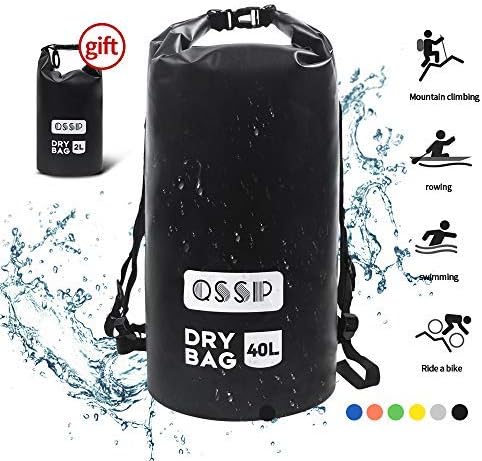 QSSP Waterproof Dry Bag, Roll Top Floating Storage Sack Keeps Gear Dry for Boating, Kayaking, Fishing, Boating, Rafting, Swimming, and Camping (2L/10L/20L/30L/40L)