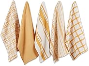 DII Assorted Woven Kitchen Dishtowel Set, 18x28, Honey Gold 5 Piece