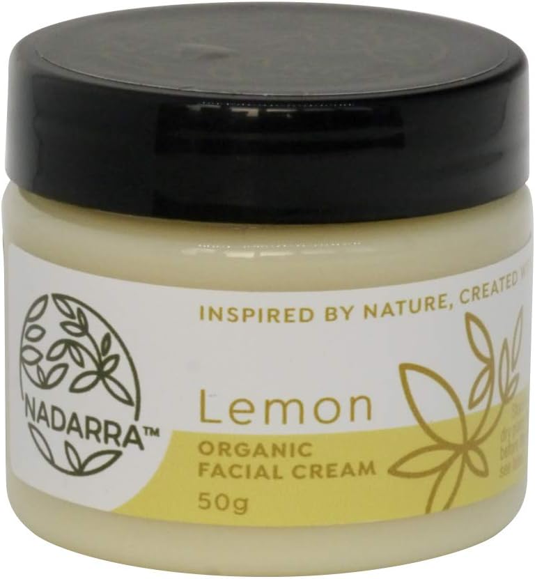 Nadarra Cosmetics Organic Lemon Face Cream/Balm - Sensitive Skin, Ultra Hydrating and Nourishing, Vegan, Day or Night Cream, Dry/Normal Skin, Intensive