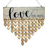 ROSENICE Love You More Family Birthday Reminder Hanging DIY Heart Shape Wooden Calendar Plaque Home Wall Decoration