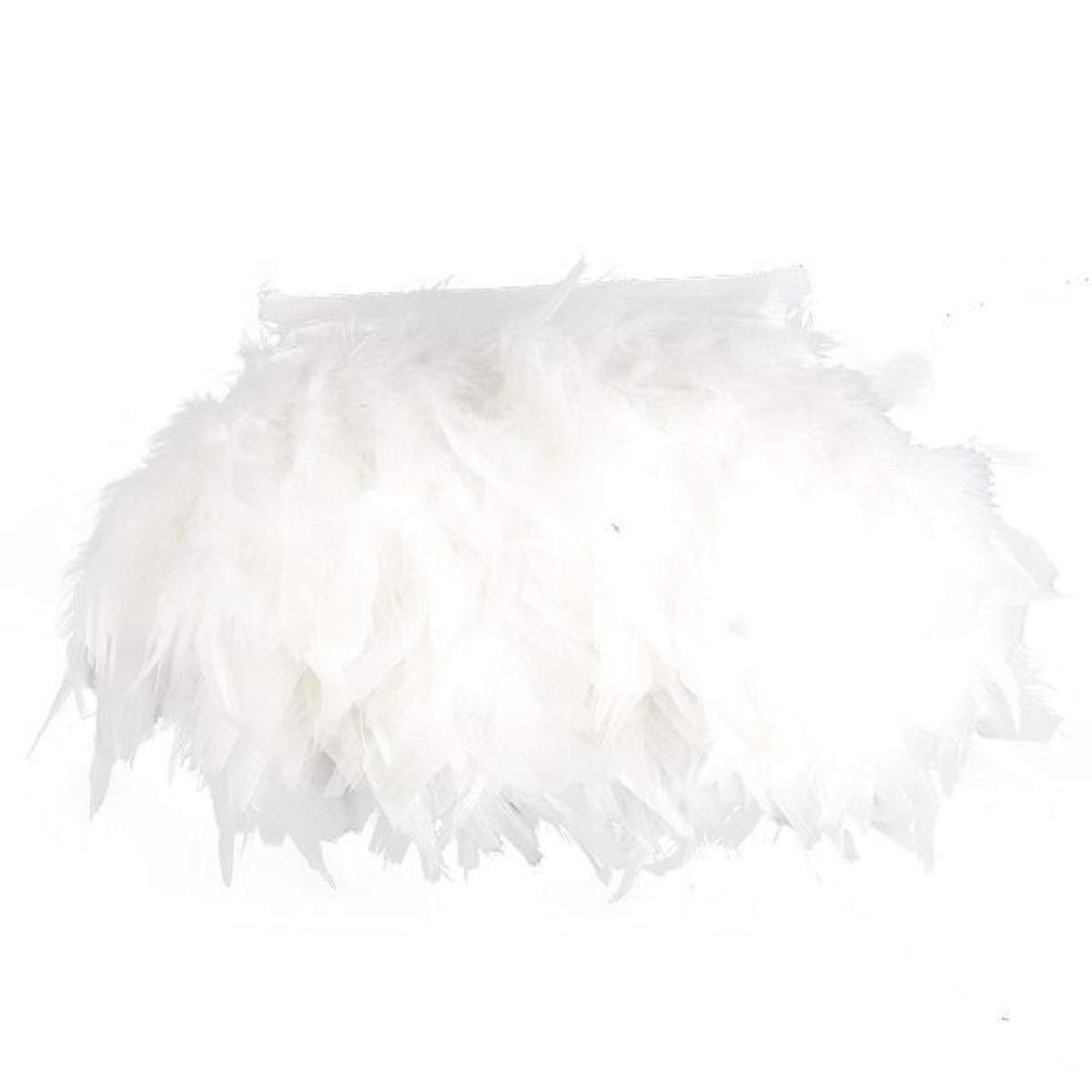 Yalulu 2 Meter Natural Feather Fringe Trim Ribbon 10-15cm for Wedding Skirt/Dress/Clothes Decoration DIY Party Craft (White)