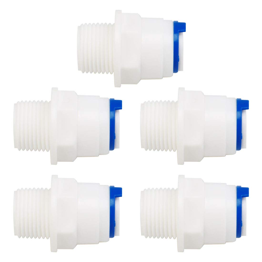 Photo 1 of uxcell 3/8 Inch BSP Male to 3/8 Inch OD Straight Quick Connect Water Purifiers Tube Fitting Push in to Connectors Water Hose Joint for RO Reverse Osmosis System 5pcs