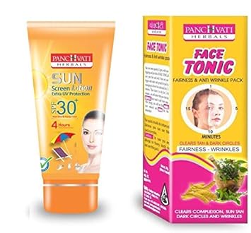 Panchvati Herbal Heat Protection Combo- Sunscreen Lotion 60 ml + Face Tonic 60 gm (Combo Pack of 2)